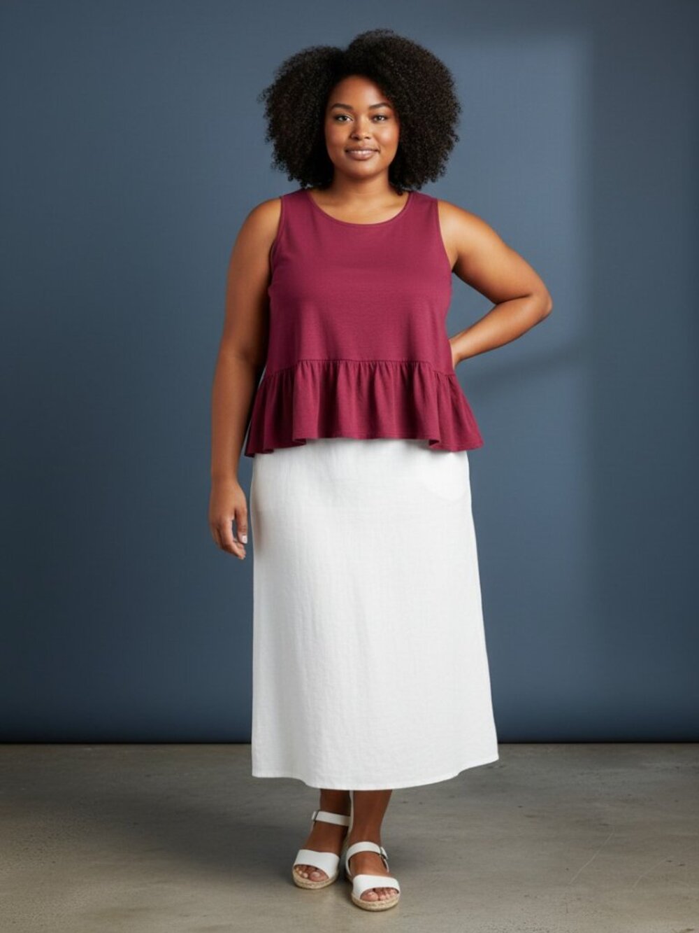 Coco + Carmen Hot Pick Magenta Ruffle Hem Sleeveless Top XXL NWT